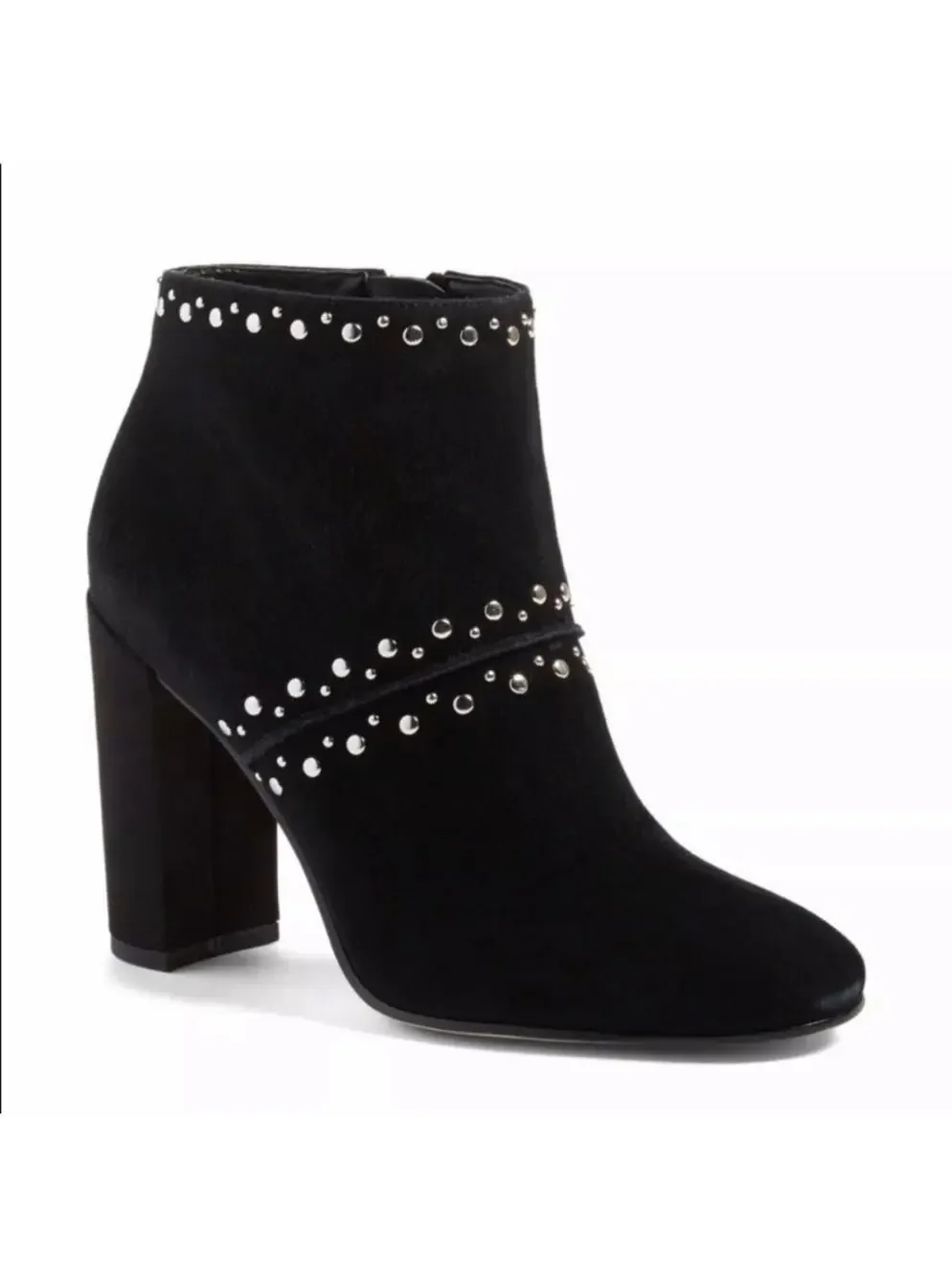 Sam Edelman Chandler Black Suede Silver Studded Ankle Boots Womens Size 9